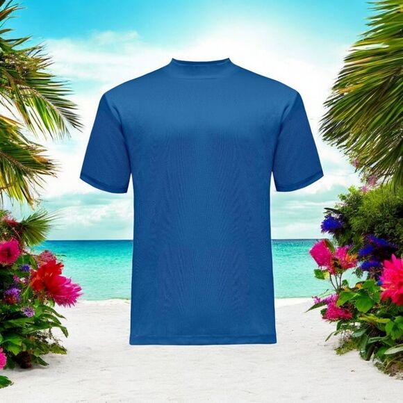 BAGAZIO MEN'S SOLID ROYAL CREW NECK TEE WITH RIBBED COLLAR AND SLEEVE. BM1145 - Picture 1 of 4